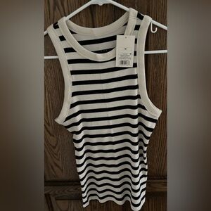 New Black and cream  Striped Women's Tank Top Sz M